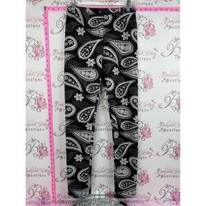 Just cozy fleece lined pants tights Black & White Paisley Stretch Leggings